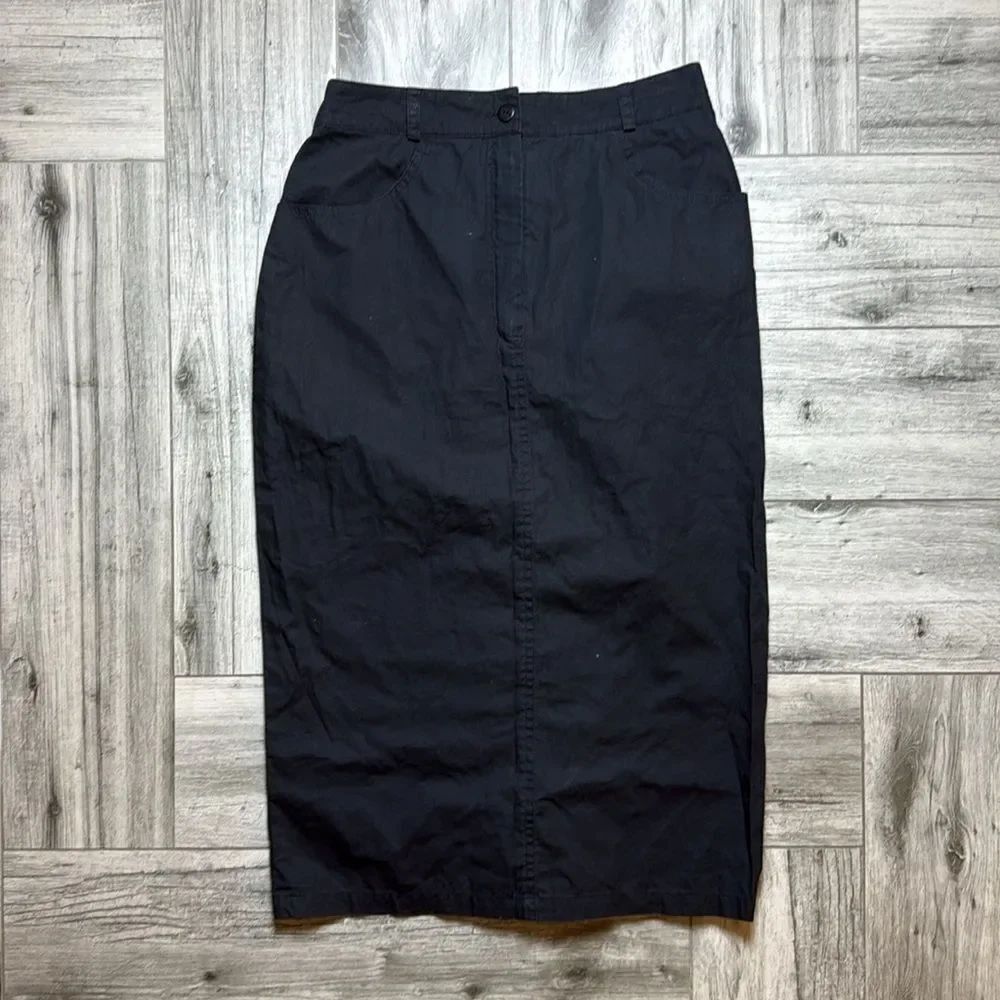 Vintage Mondi Women's Black Straight Pencil Midi Skirt Size 38 US Size 6/8